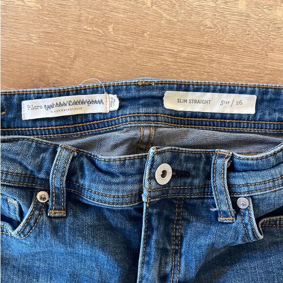 Pilcro Anthropologie Slim Straight Jean Size 26 Mid Rise Raw Hem Stretch Raw Hem - Picture 3 of 7
